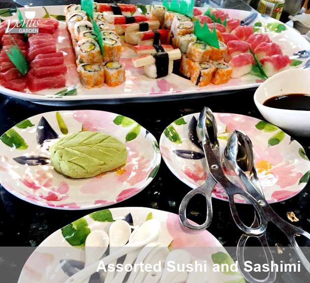 assorted sushi and sashimi in Venus Garden